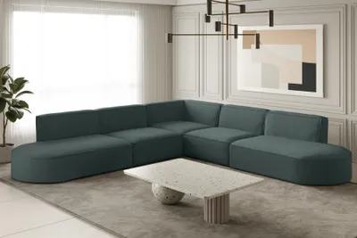 Produktbild von Ecksofa Designersofa PALMA in Stoff Opera Velvet Opalgrün Seite Universal