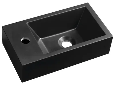 Obrázek produktu pro AMAROK umyvadlo z litého mramoru 40x22cm, levé, černé matné