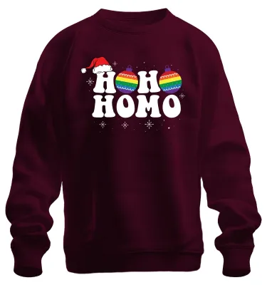 Produktbild von Ho Ho Homo LGBTQ Weihnachtsoutfit - Weihnachten Sweatshirt Pullover, Burgundy, M