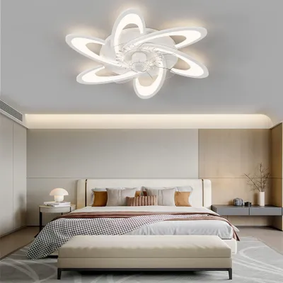 Image de Ventilateur de plafond avec éclairage LED - Blanc - 70W - 67 cm - Éclairage dimmable et télécommande