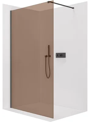 Obrázok produktu pre Sprchová zástená Walk-in Onyx Cube, ľavá/pravá - 8 mm - hranatá nosná konštrukcia - matná čierna, bronzové sklo - 50x200 cm