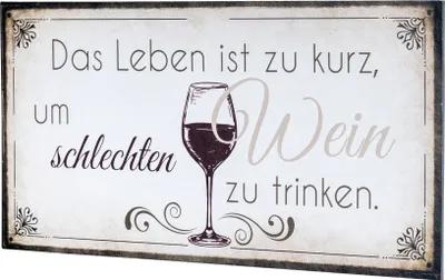 Produktbild von Wandbild 40x20cm Wein Spruch Küche Küchendeko Deko Wandschild Bild Wanddeko