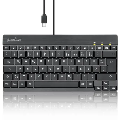 Produktbild von PERIBOARD-426C Kabelgebundene Mini-Tastatur mit niedrigem Profil Kompaktes Design 150 cm USB-C-Kabel Deutsches QWERTZ-Layout