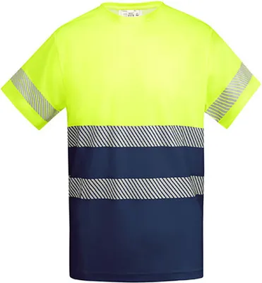 Image de Roly Workwear HV9317 | T-Shirt de travail Tauri Hommes - Couleur : Navy Blue 55/Fluor Yellow 221 - Taille : M