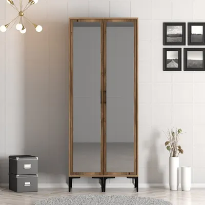 Produktbild von Skye Decor, Kumsal RR - Walnut, Kleiderschrank, Nussbaum, 100 % MELAMINBESCHICHTETE SPANPLATTEN, 80 x 201,4 x 47,5 cm