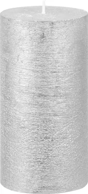 Zdjęcie produktu dla Świeca świąteczna MagicHome, 6,9x13 cm, cylindryczna, srebrna, efekt metaliczny