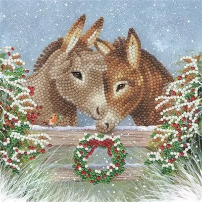 Image de Peinture au diamant de Brandunit - Carte de Noël avec des ânes amoureux