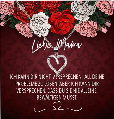 Produktbild von 22Feels Echt Silber Halskette - Liebe Mama Geschenk Geburtstag Muttertag Mutter Schmuck Set für Frauen - Herz Anhänger, Karte