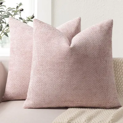 Produktbild von Set mit 2 Kissenbezügen 40x40 cm, rosa Chenille, Sofakissenbezüge, Dekokissen, Kissenhüllen