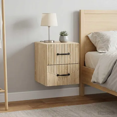 Obrázok produktu pre vidaXL Nástenný nočný stolík, 2 ks, dub Sonoma, 34,5 x 33 x 40 cm