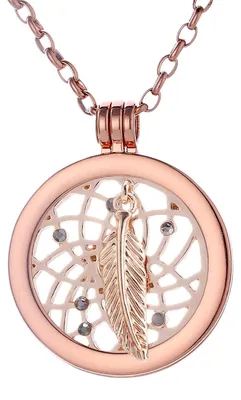 Produktbild von Morella Damen Halskette roségold 70 cm Edelstahl mit Amulett und Coin 33 mm Traumfänger roségold in Schmuckbeutel