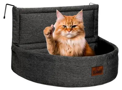 Produktbild von Katzenbett für Heizkörper – Heizkörperliege für Katzen – Katzenhängematte mit weichem Plüsch – passend für alle Heizkörper – stabil und gemütlich – Schwarz