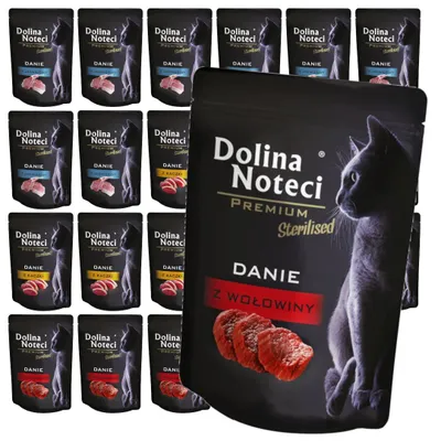 Produktbild von Dolina Noteci Premium Sterilised 24x85g Nassfutter für kastrierte Katzen Reich an Lamm, Rindfleisch und Ente