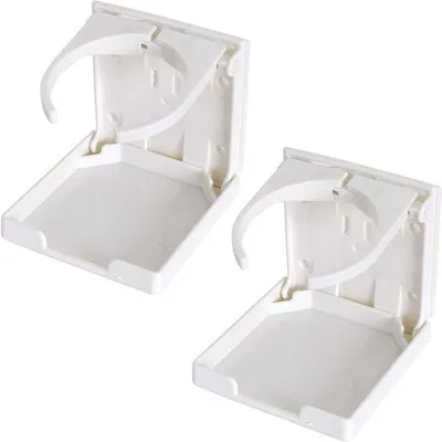 Imagen del producto de Juego de 2 portavasos plegables y ajustables, color blanco, ideal para viajes y uso diario