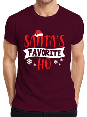 Immagine prodotto di Maglietta da uomo Santas Favourite Ho Christmas Funny Snowflakes Gift, Borgogna, XL