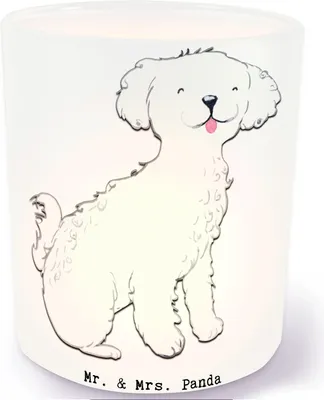 Produktbild von Mr. & Mrs. Panda Windlicht Deko Bichon Frisé Moment - Transparent - Geschenk, Glas, Kerzenhalter, Outdoor, Teelichthalter