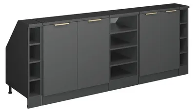 Produktbild von Küchenschrank für Dachschrägen Vicco R-Line Anthrazit-Gold 210 cm 5er Set Schrankkorpuss 60 cm Tiefe, Model 60653