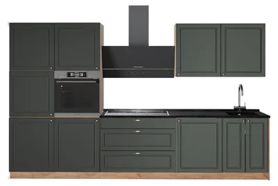 Produktbild von Küchenzeile Vicco Fame-Line Grün-Gold Landhaus/Goldkraft Eiche 340 cm, AP Anthrazit, Model 64600