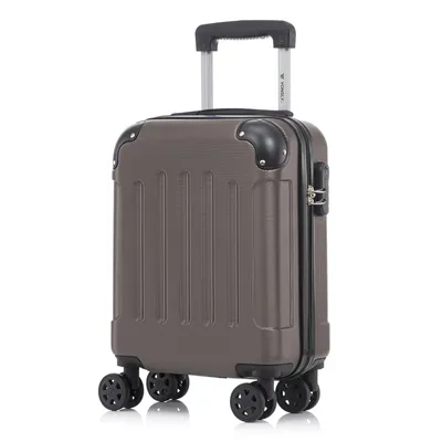 Produktbild von Koffer Trolley Reisekoffer Suitcase, Rollkoffer Handgepäck ,mit 4 Rollen360°, Hartschalenreisekoffer, Zahlenschloss, Weicher Gummigriff(S,Braun)