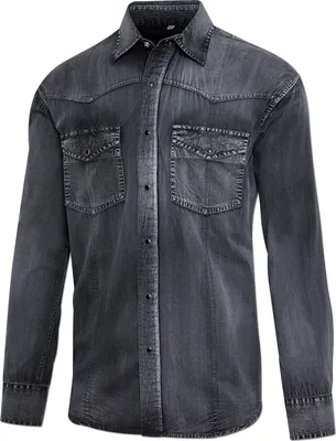 Produktbild von Herren Westernhemd Cowboy Biker Western Hemd Langarm »ENZO« Grau
