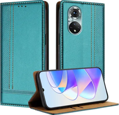Produktbild von Handyhülle für Huawei Nova 9 Pro/Honor 50 Pro Leder Flip Klappbare Schutzhülle mit Standfunktion Grün