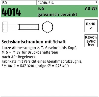 Produktbild von Reyher  Sechskantschrauben ISO 4014 5.6 M 12x110 vz (50 Stück)