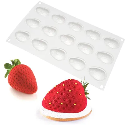 Obrázek produktu pro Silikonová forma ve tvaru jahody pro přípravu dortů, mousse, mýdel, želé a pudinků