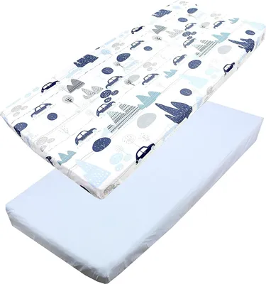 Produktbild von Famanu Babybettlaken 2 Stück Autos - Blau, 90 x 200 cm