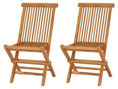 Produktbild von Klappbare Gartenstühle 2 STK. Massivholz Teak Klappstuhl