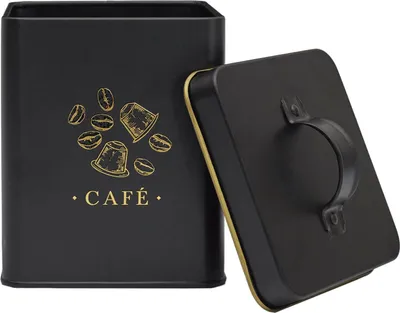Immagine prodotto di HowHomely | Barattolo per caffè - Barattolo per caffè - 11 x 11 x 19 cm - 2,2 L - Oro nero - Contenitore per caffè - Metallo