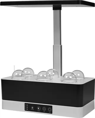 Obrázek produktu pro LEDVANCE LED světlo na rostliny černé stmívatelné se světelným tokem 1670 lumenů, růstová lampa se 6 přihrádkami pro vnitřní zahradu, bylinkové světlo s funkcí časovače a ukazatelem hladiny vody. Senzor signalizuje nedostatek vody.