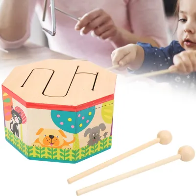 Productafbeelding van Handtrommel, speelgoed, houten muziekinstrument, educatief, voor kinderen