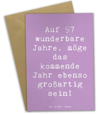 Produktbild von Mr. & Mrs. Panda Grußkarte Spruch 97. Geburtstag - Lavendeltraum - Geschenk, Geburtstagsgeschenk, einladungskarten, Grußkarten, 97 Jahre, wertschätzung, Klappkarte