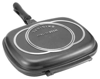 Produktbild von Doppelseitige Grillpfanne 32 cm - Tragbar - Anti-Verbrühungsgriff
