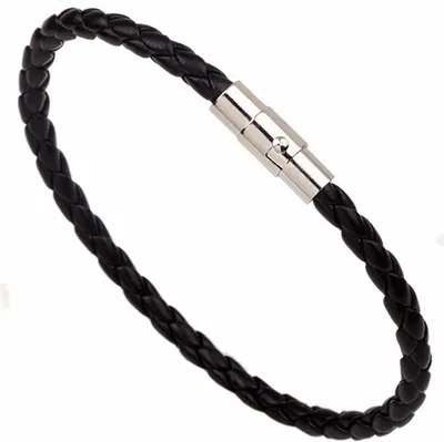 Immagine prodotto di INF Bracciale in pelle nera con chiusura magnetica