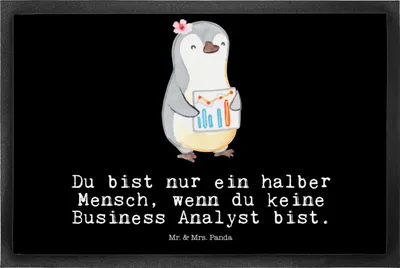 Produktbild von Mr. & Mrs. Panda Abtreter Business Analyst Herz 50 x 75 cm - Schwarz - Geschenk, fußmatte, Türmatte, Eingangsteppich, Bodenvorleger, Gummimatte, Schmutzfangmatte