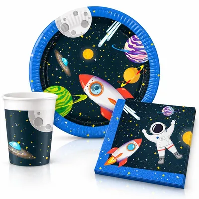 Produktbild von Weltraum Partyset zum Kindergeburtstag 52 tlg.
