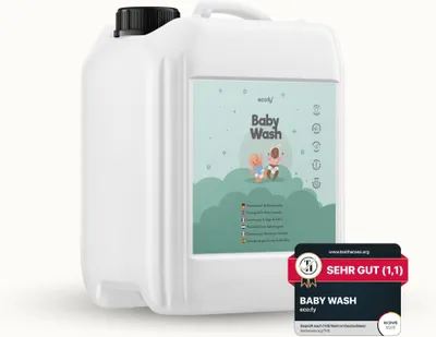 Produktbild von eco:fy Waschmittel für Babywäsche für alle waschbaren Textilien | Kleidung, Bettwäsche, Decken, Stofftiere | ohne Duftstoffe | ohne Farbstoffe |  aus nachwachsenden Rohstoffen & biologisch abbaubar