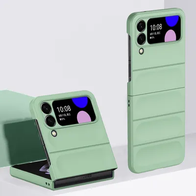 Produktbild von Galaxy Z Flip3 5G Hülle, Silikon Gummiert Stossfest Anti-rutsch Schutzhülle für Samsung Galaxy Z Flip 3 5G hellgrün