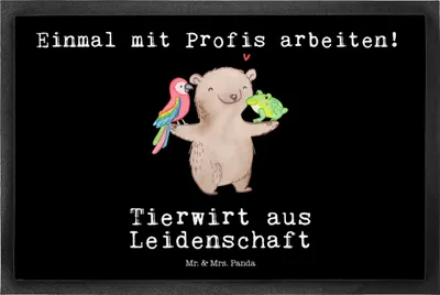 Produktbild von Mr. & Mrs. Panda Fussmatte Tierwirt Leidenschaft 50 x 75 cm - Schwarz - Geschenk, fußmatte, Witzig, Bauernhof, Schmutzfangmatte, Farmer, Bodenvorleger, Lustig, Gummimatte