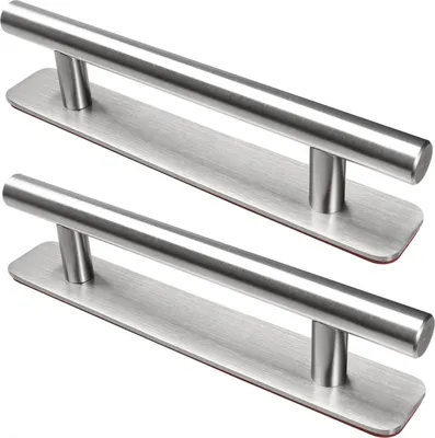 Produktbild von 2 Stück Selbstklebende Möbelgriffe, Edelstahl Schrankgriffe, Ohne Bohren Griffe, Türgriffe, Schubladengriffe für Küchenschränke, Schiebetüren, Balkontür, Fenster, 150mm, Silber