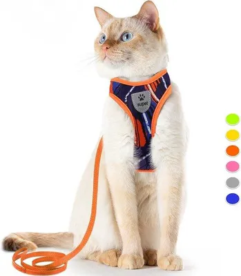 Produktbild von Famanu Katzenharness und Hundeleine, fluchtbeständig, verstellbares Katzenwesten mit reflektierenden Streifen, rosa, M