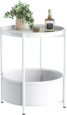 Image de Table d'appoint ronde avec panier de rangement