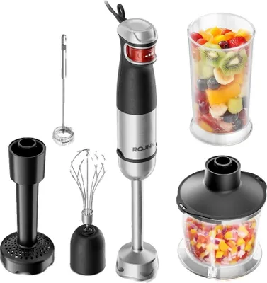 Immagine prodotto di Frullatore a immersione, lame in acciaio inossidabile, design compatto, nero, 220 V