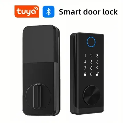 Produktbild von Intelligentes Türschloss mit fünf Entriegelungsmethoden: Entriegelung über die Tuya-App, Fingerabdruck, Passcode, Proximity-Karte und Schlüssel