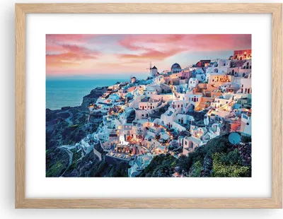 Produktbild von Gerahmtes Poster - Rahmen in heller Eiche - Santorini Griechenland anzeigen - 40x30 cm - Wand Bild - Wanddeko - Wandbilder - Kunstposter - Wandposter - Bilderrahmen - Bilder - P2NAA40x30-4784