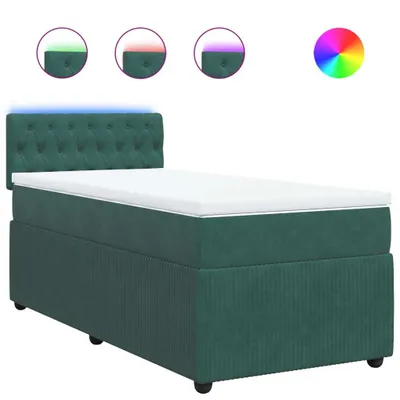 Produktbild von Boxspringbett mit Matratze Dunkelgrün 90x200 cm Samt