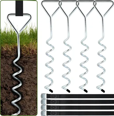 Produktbild von Faziango Bodenanker Trampolin Set (4 Stück) – 40cm Robuste Erdanker für Trampolin – Schraubanker zum Eindrehen zur sicheren Befestigung im Boden