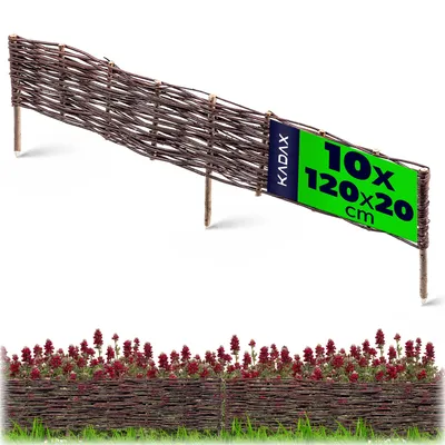 Produktbild von KADAX Palisade aus Weide "Hamre", natürlicher Weidenzaun, 20 cm, 10 Stück