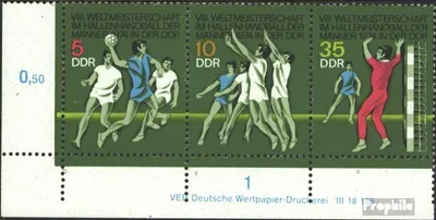 Produktbild von Briefmarken DDR 1974 Mi WZd299DV mit Druckvermerk (kompl.Ausg.) postfrisch Handball - WM